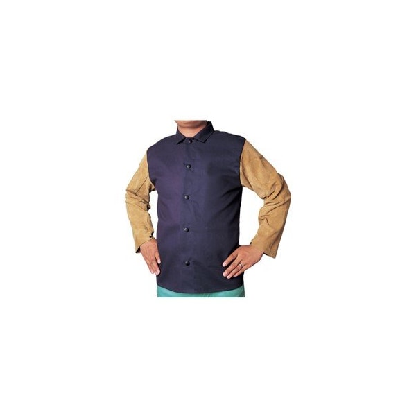 Weldas Alliance COOL FR Jacket, Style: 9 oz Cotton FR w/30in. Leather sleeves, Size: 2XL, Color: Navy blue 33-8060XXL - main